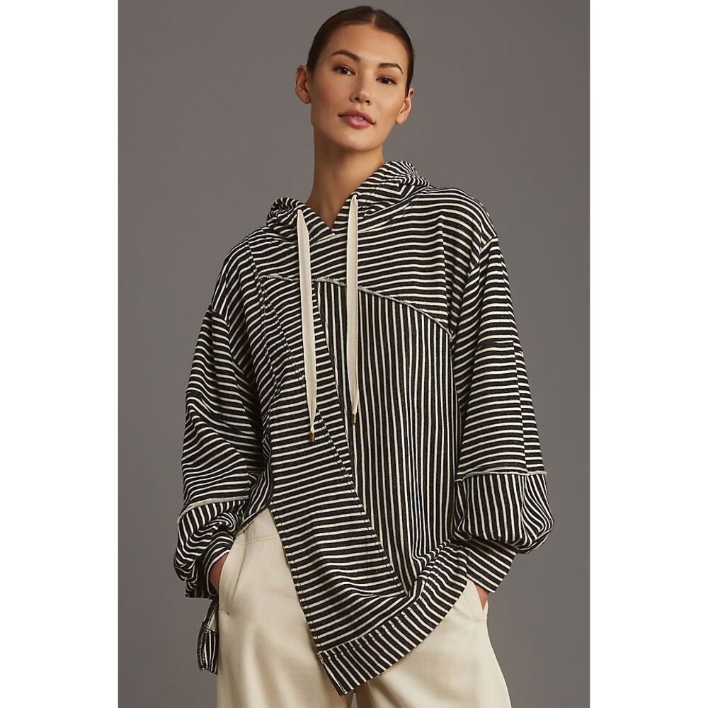Pilcro Patchwork Hooded Sweatshirt L NWT